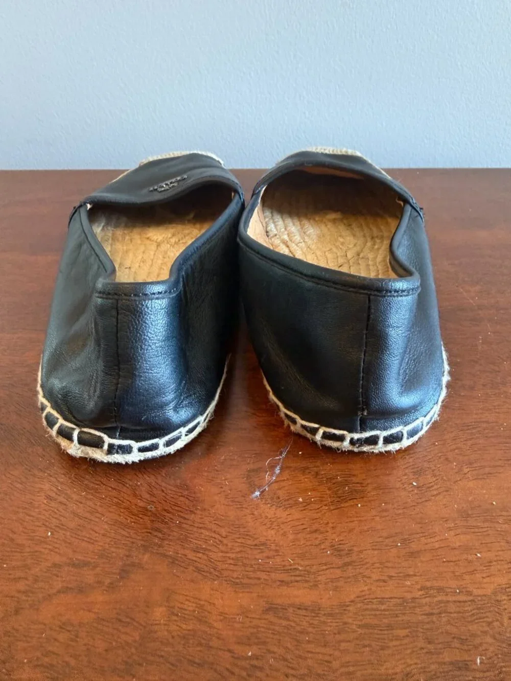 Coach Rhodelle Black Leather Espadrille Sandals Women's Size 10